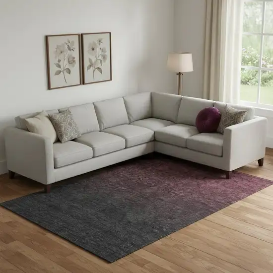 Merlot And Charcoal Ombre Washable Area Rug With UV Protection Photo 1