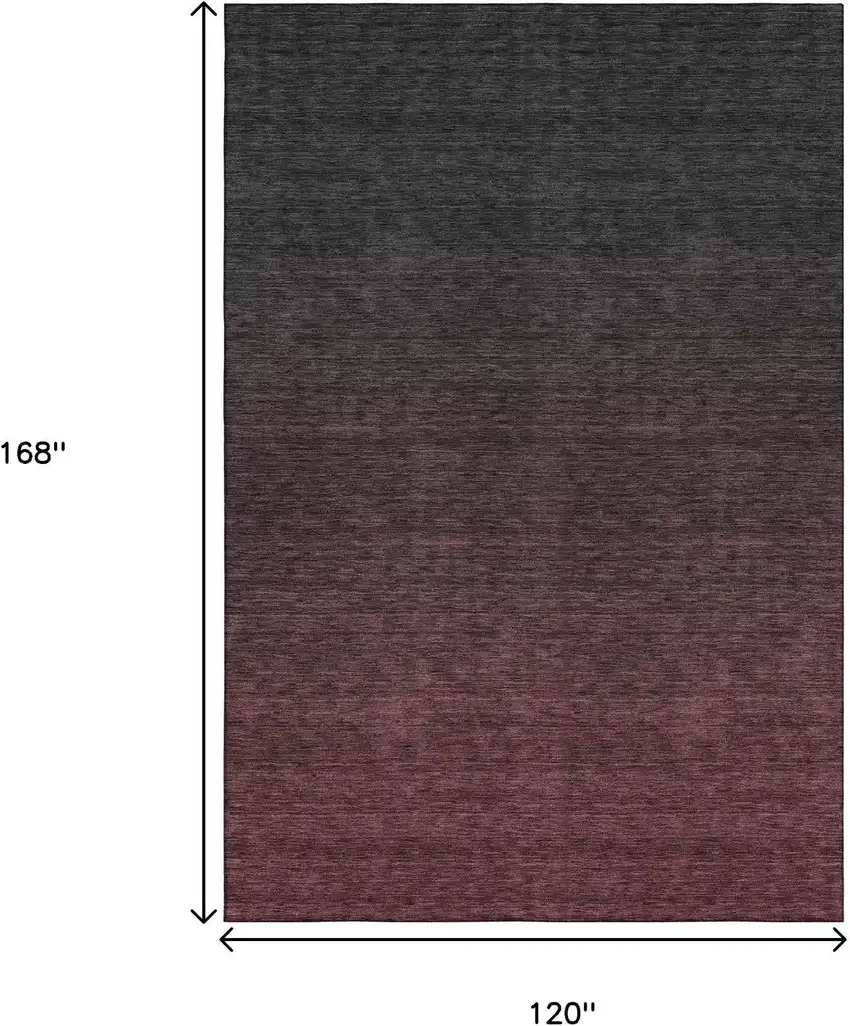 Merlot And Charcoal Ombre Washable Area Rug With UV Protection Photo 9