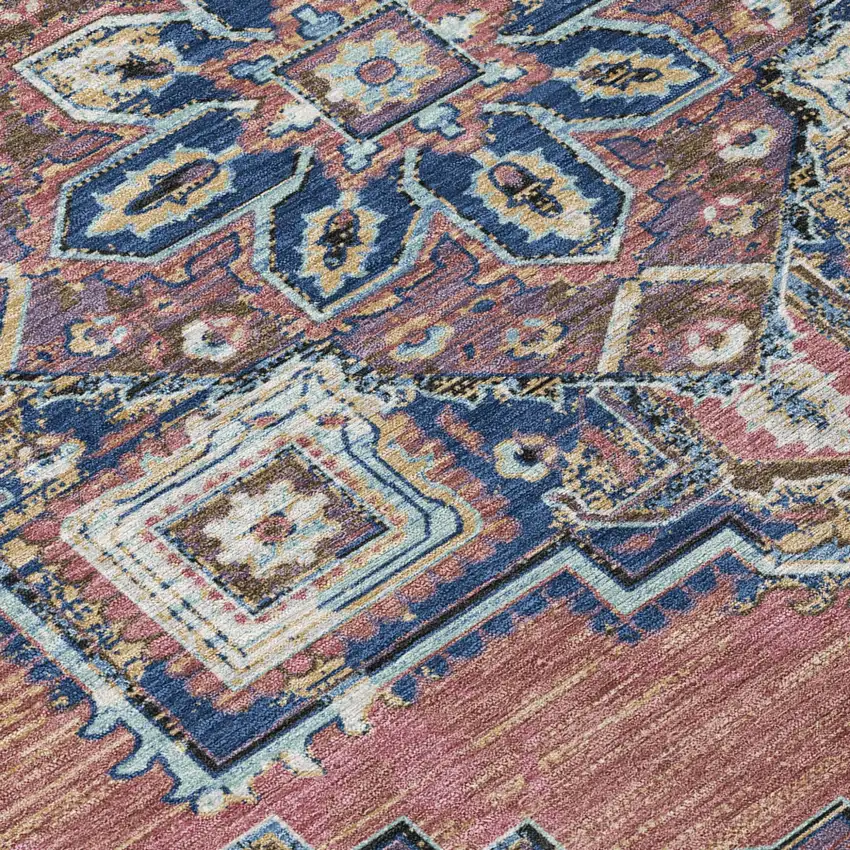 Merlot And Gold Oriental Washable Indoor Outdoor Area Rug Photo 6