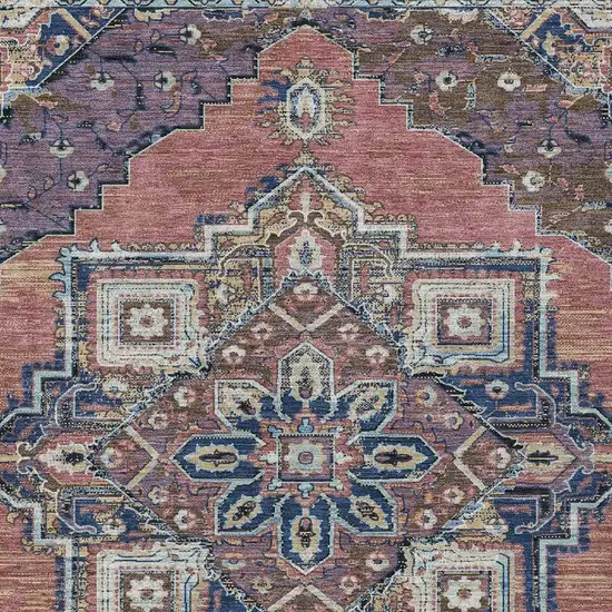 Merlot And Gold Oriental Washable Indoor Outdoor Area Rug Photo 3