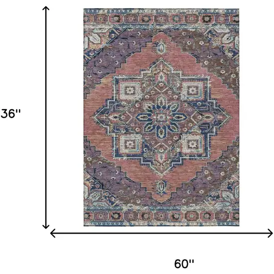 Merlot And Gold Oriental Washable Indoor Outdoor Area Rug Photo 7