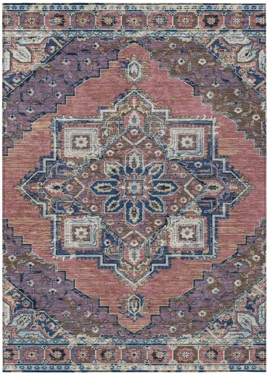 Merlot And Gold Oriental Washable Indoor Outdoor Area Rug Photo 2