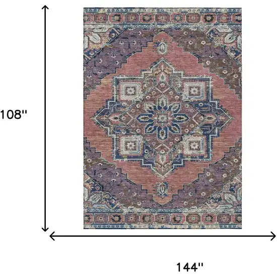 Merlot And Gold Oriental Washable Indoor Outdoor Area Rug Photo 7
