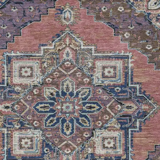 Merlot And Gold Oriental Washable Indoor Outdoor Area Rug Photo 3