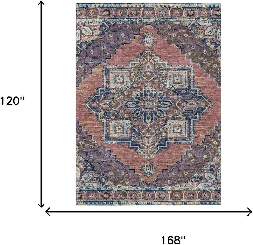 Merlot And Gold Oriental Washable Indoor Outdoor Area Rug Photo 7