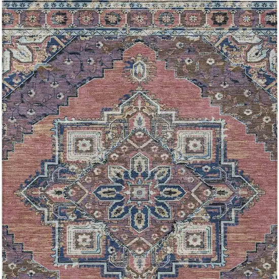 Merlot And Gold Oriental Washable Indoor Outdoor Area Rug Photo 4