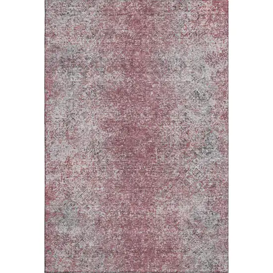 Merlot And Gray Abstract Washable Area Rug With UV Protection Photo 6