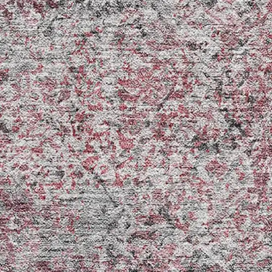 Merlot And Gray Abstract Washable Area Rug With UV Protection Photo 4