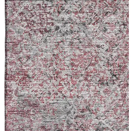Merlot And Gray Abstract Washable Area Rug With UV Protection Photo 5