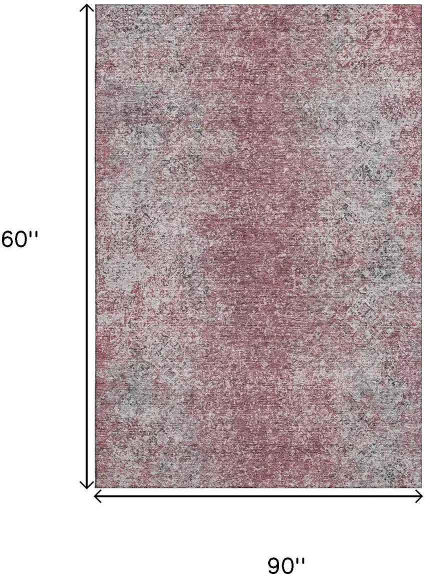 Merlot And Gray Abstract Washable Area Rug With UV Protection Photo 3