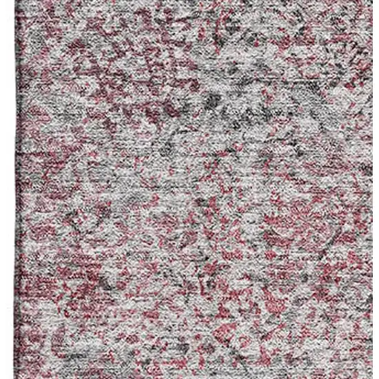 Merlot And Gray Abstract Washable Area Rug With UV Protection Photo 4