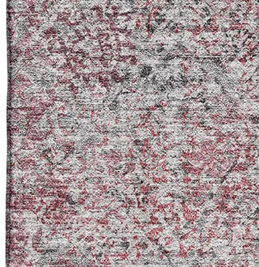 Merlot And Gray Abstract Washable Area Rug With UV Protection Photo 4