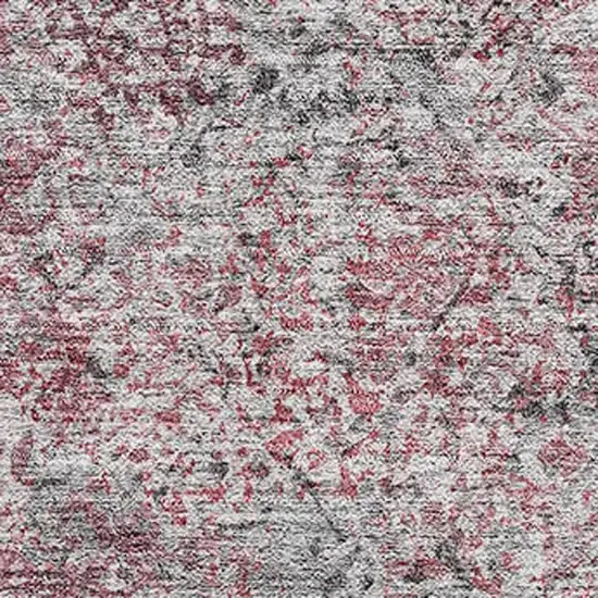 Merlot And Gray Abstract Washable Area Rug With UV Protection Photo 4