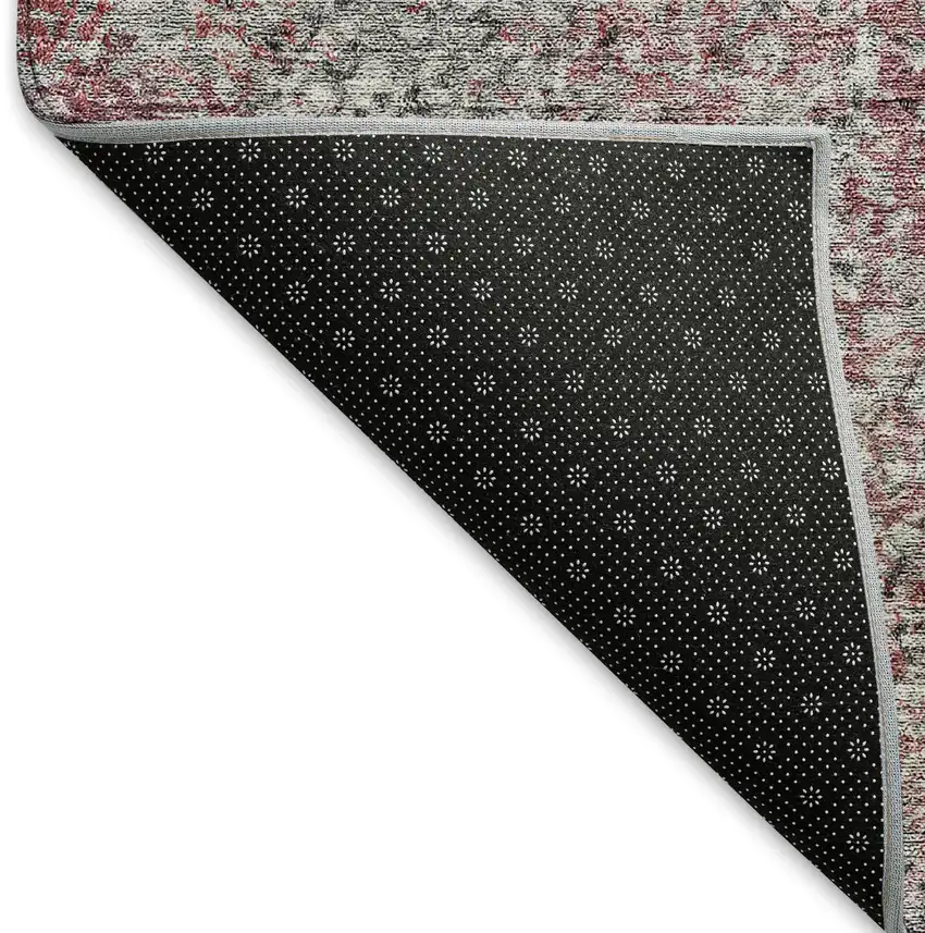 Merlot And Gray Abstract Washable Area Rug With UV Protection Photo 8