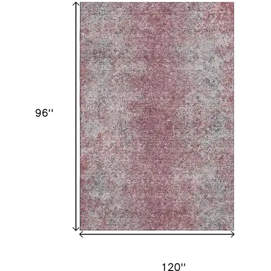 Merlot And Gray Abstract Washable Area Rug With UV Protection Photo 3