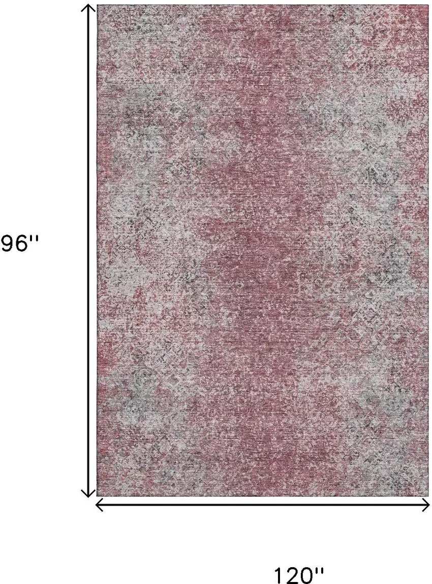 Merlot And Gray Abstract Washable Area Rug With UV Protection Photo 3