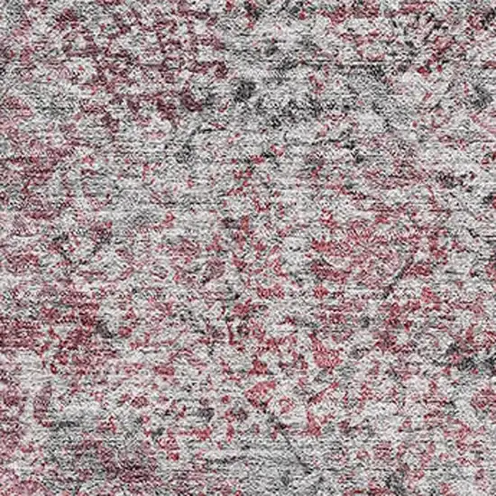 Merlot And Gray Abstract Washable Area Rug With UV Protection Photo 4