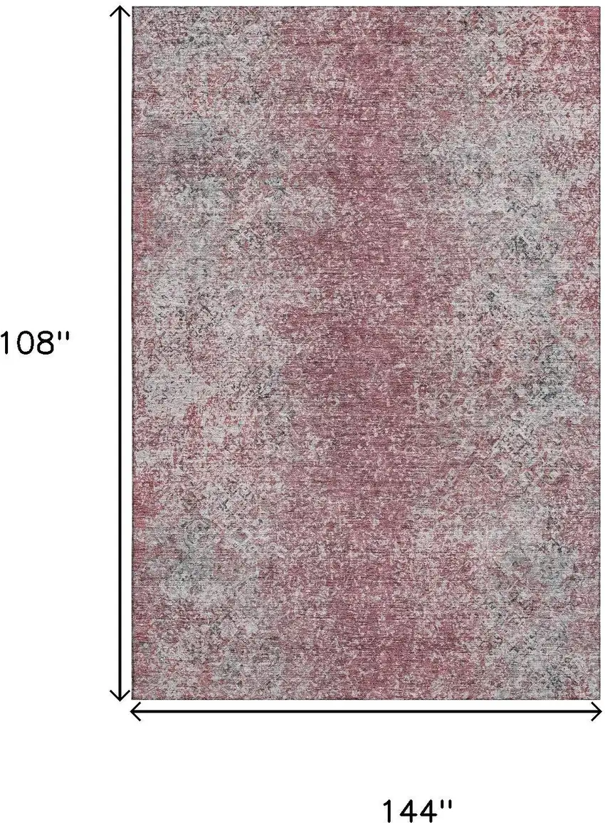 Merlot And Gray Abstract Washable Area Rug With UV Protection Photo 3