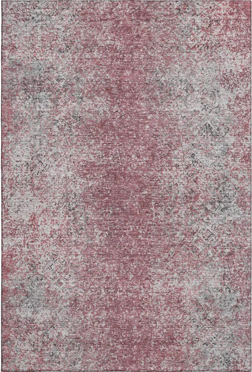 Merlot And Gray Abstract Washable Area Rug With UV Protection Photo 7