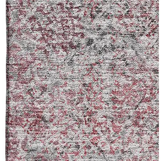 Merlot And Gray Abstract Washable Area Rug With UV Protection Photo 4