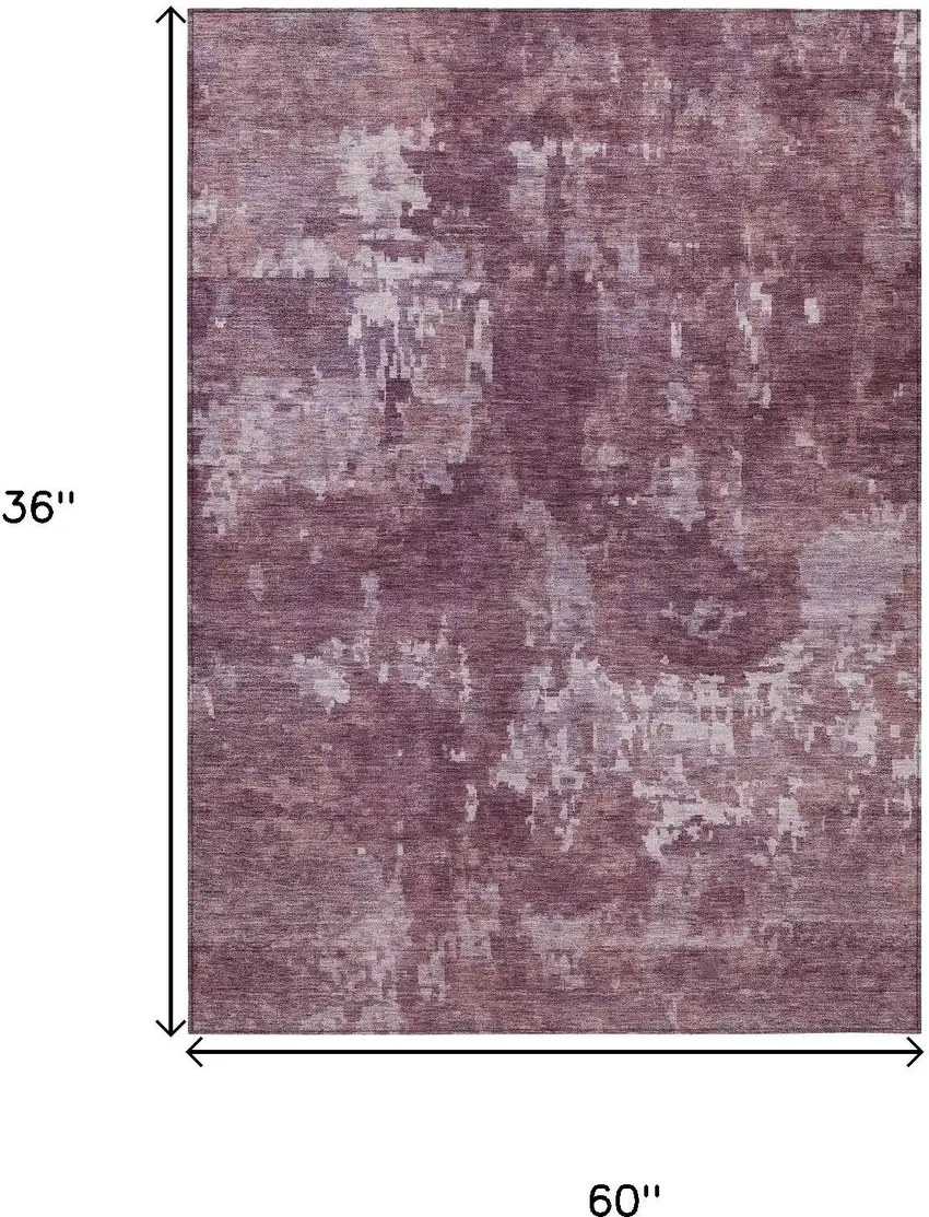 Merlot And Gray Abstract Washable Indoor Outdoor Area Rug Photo 7