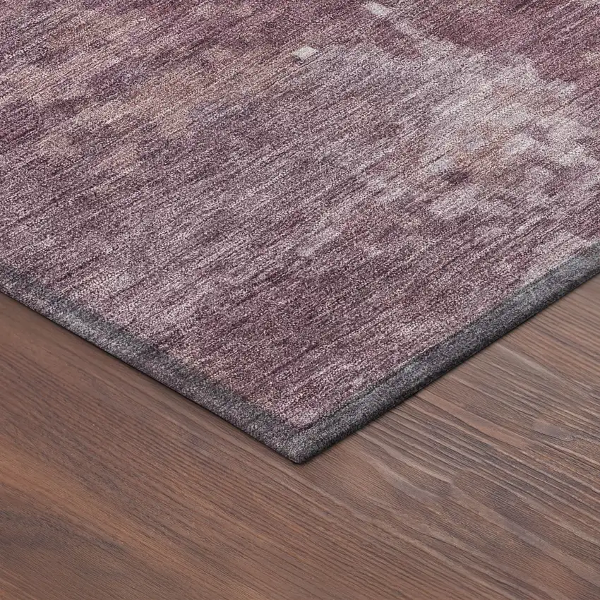 Merlot And Gray Abstract Washable Indoor Outdoor Area Rug Photo 9