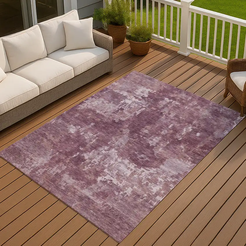 Merlot And Gray Abstract Washable Indoor Outdoor Area Rug Photo 3