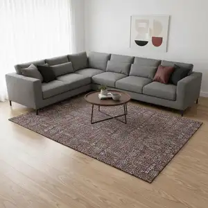 Photo of Merlot And Gray Floral Washable Area Rug With UV Protection