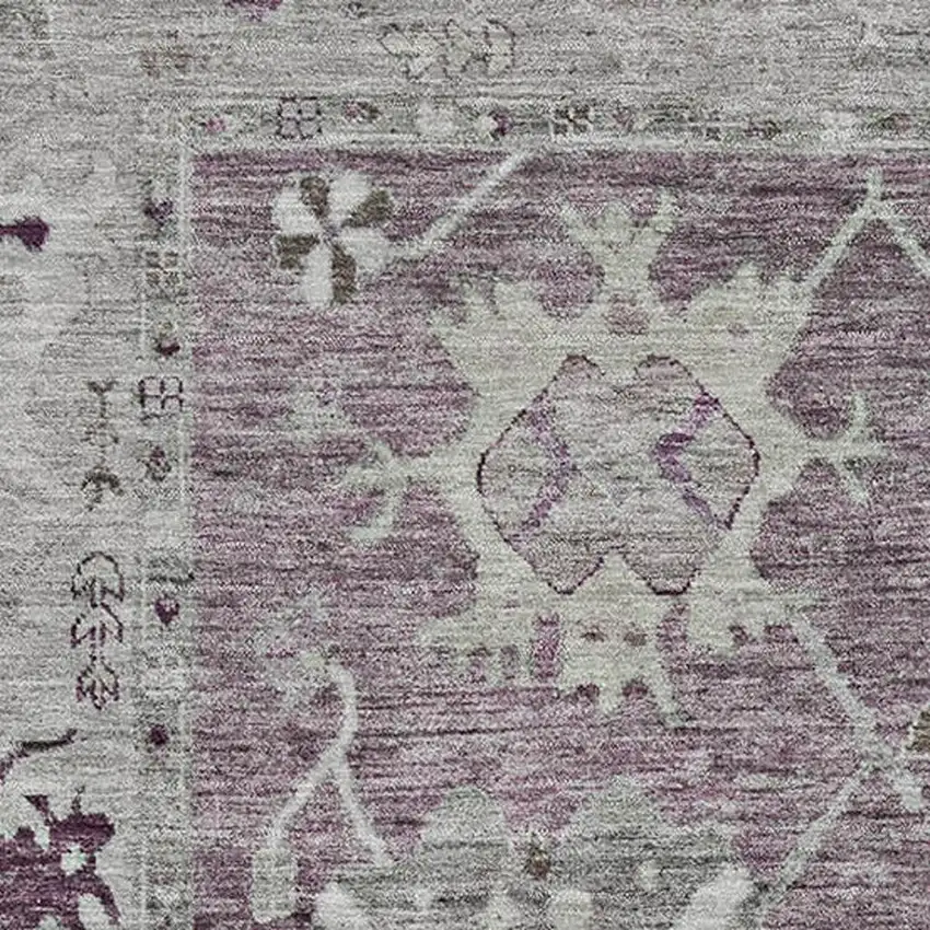 Merlot And Gray Oriental Washable Area Rug With UV Protection Photo 3