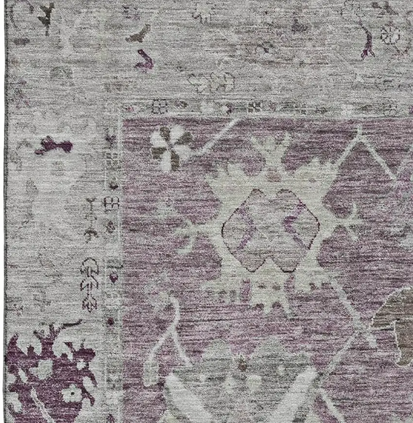 Merlot And Gray Oriental Washable Area Rug With UV Protection Photo 4