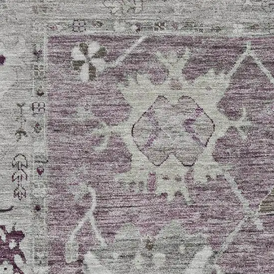 Merlot And Gray Oriental Washable Area Rug With UV Protection Photo 3