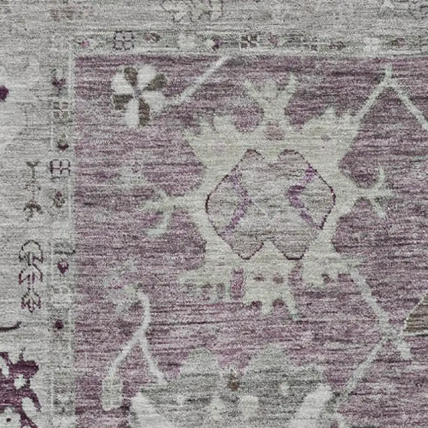 Merlot And Gray Oriental Washable Area Rug With UV Protection Photo 3