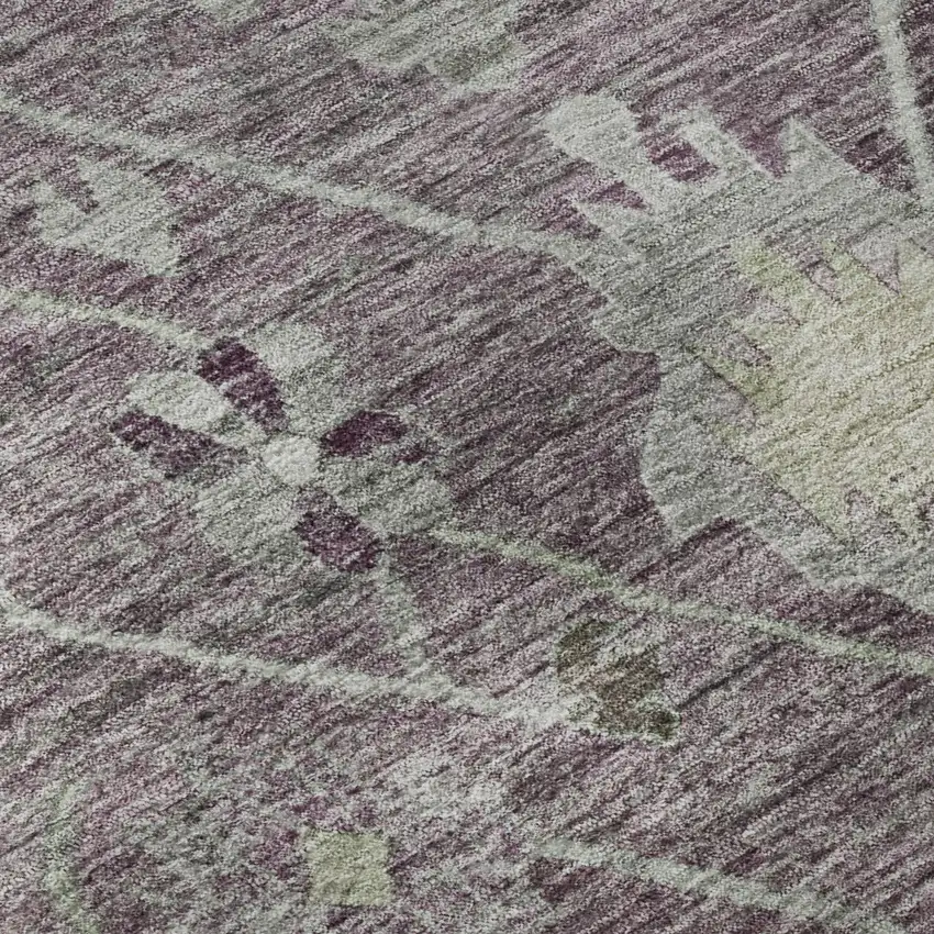 Merlot And Gray Oriental Washable Area Rug With UV Protection Photo 8