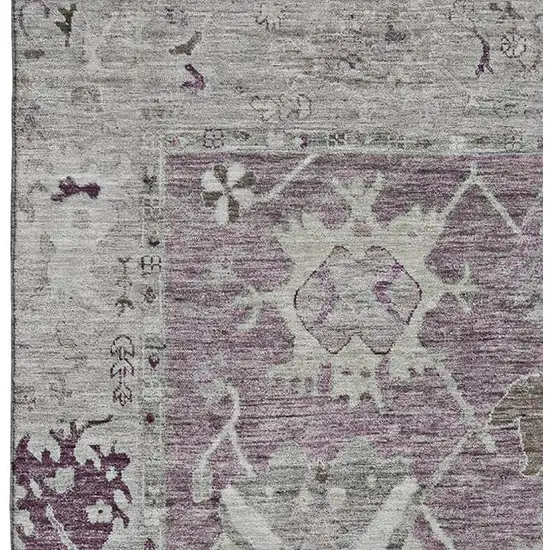 Merlot And Gray Oriental Washable Area Rug With UV Protection Photo 4