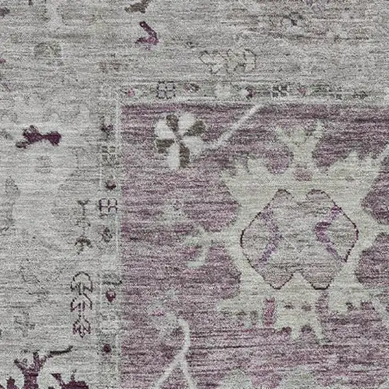 Merlot And Gray Oriental Washable Area Rug With UV Protection Photo 3
