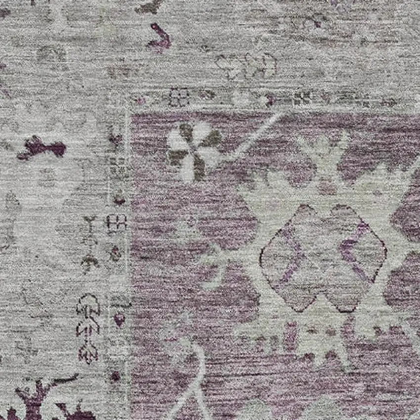 Merlot And Gray Oriental Washable Area Rug With UV Protection Photo 3