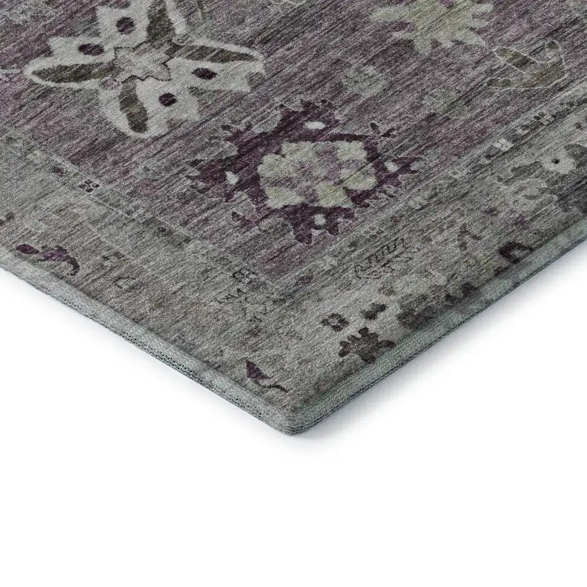 Merlot And Gray Oriental Washable Area Rug With UV Protection Photo 6