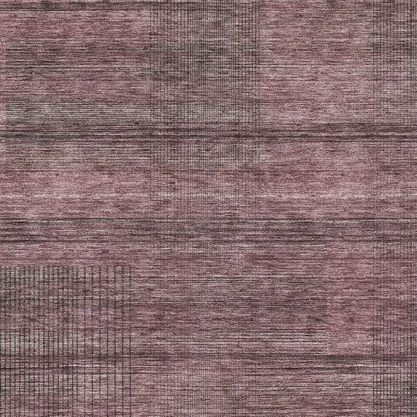 Merlot And Gray Striped Washable Area Rug With UV Protection Photo 4