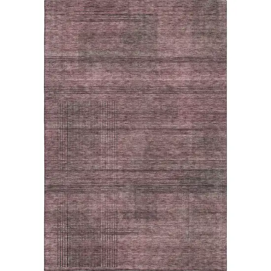 Merlot And Gray Striped Washable Area Rug With UV Protection Photo 3