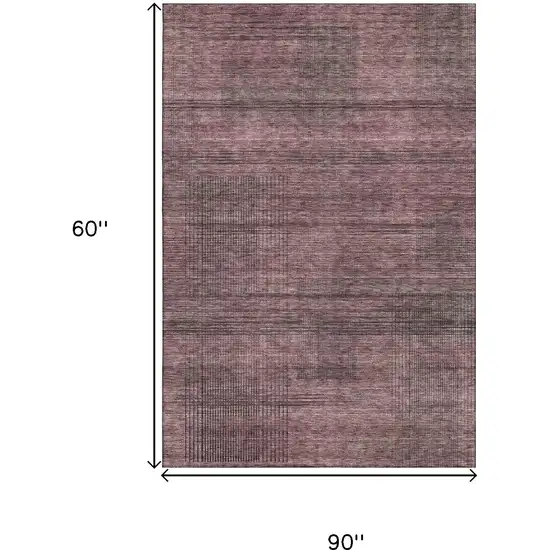 Merlot And Gray Striped Washable Area Rug With UV Protection Photo 3