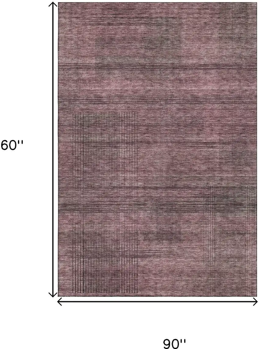 Merlot And Gray Striped Washable Area Rug With UV Protection Photo 7