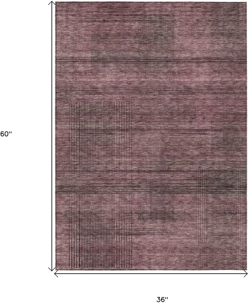 Merlot And Gray Striped Washable Indoor Outdoor Area Rug Photo 3