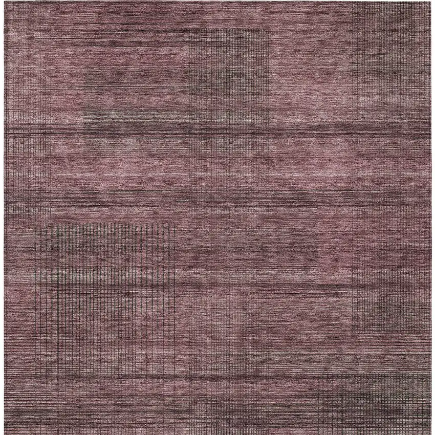 Merlot And Gray Striped Washable Indoor Outdoor Area Rug Photo 7