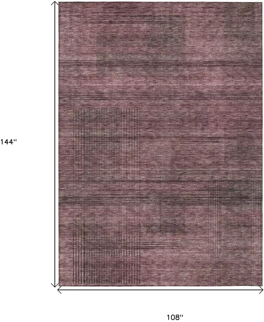 Merlot And Gray Striped Washable Indoor Outdoor Area Rug Photo 3