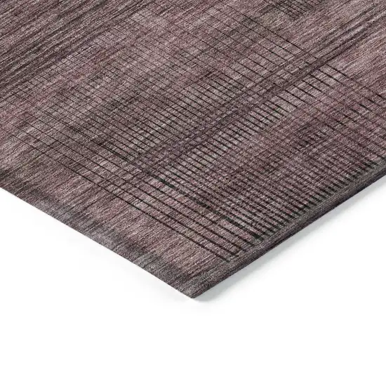 Merlot And Gray Striped Washable Indoor Outdoor Area Rug Photo 5