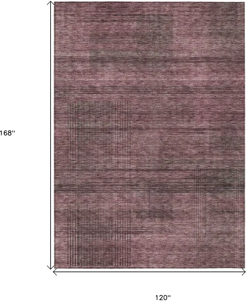 Merlot And Gray Striped Washable Indoor Outdoor Area Rug Photo 3