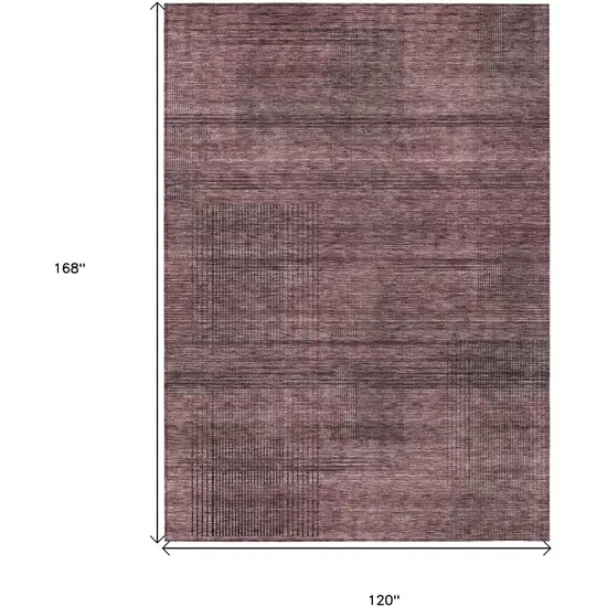 Merlot And Gray Striped Washable Indoor Outdoor Area Rug Photo 3