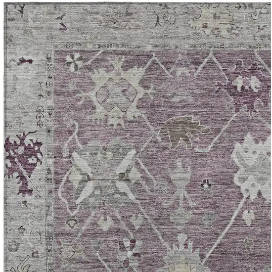 Merlot And Gray Tribal Washable Indoor Outdoor Area Rug Photo 3