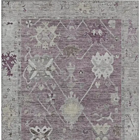 Merlot And Gray Tribal Washable Indoor Outdoor Area Rug Photo 9