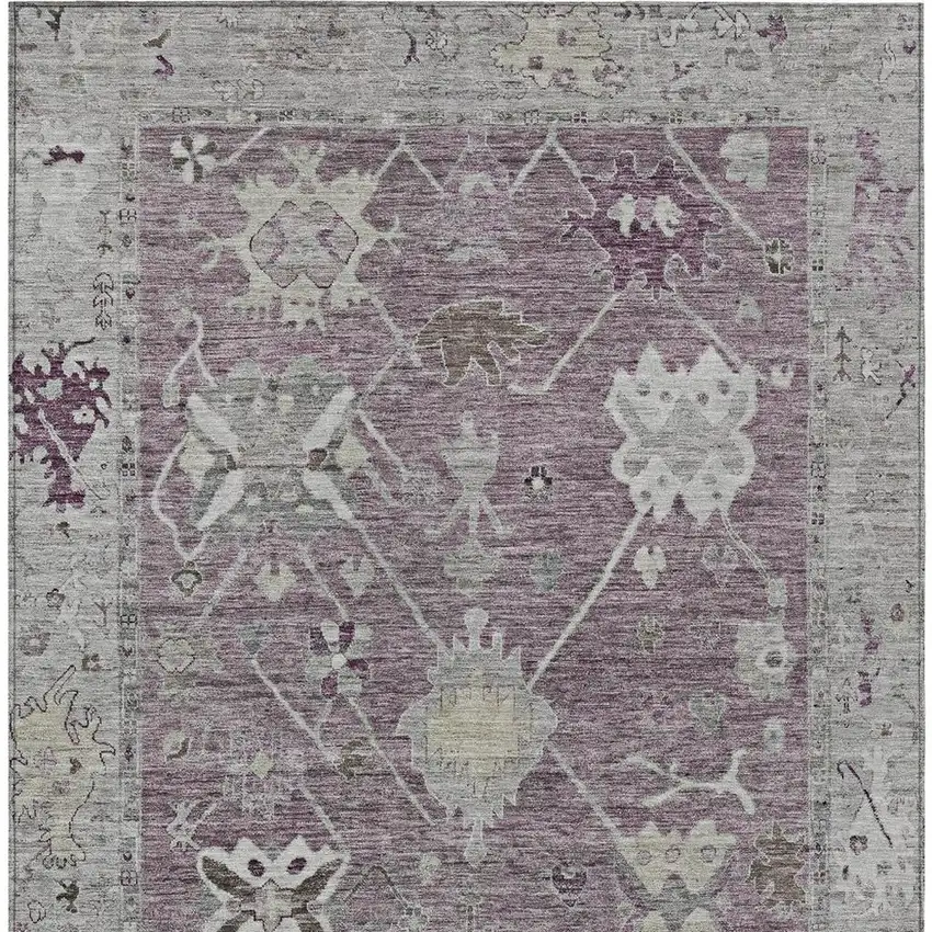 Merlot And Gray Tribal Washable Indoor Outdoor Area Rug Photo 4